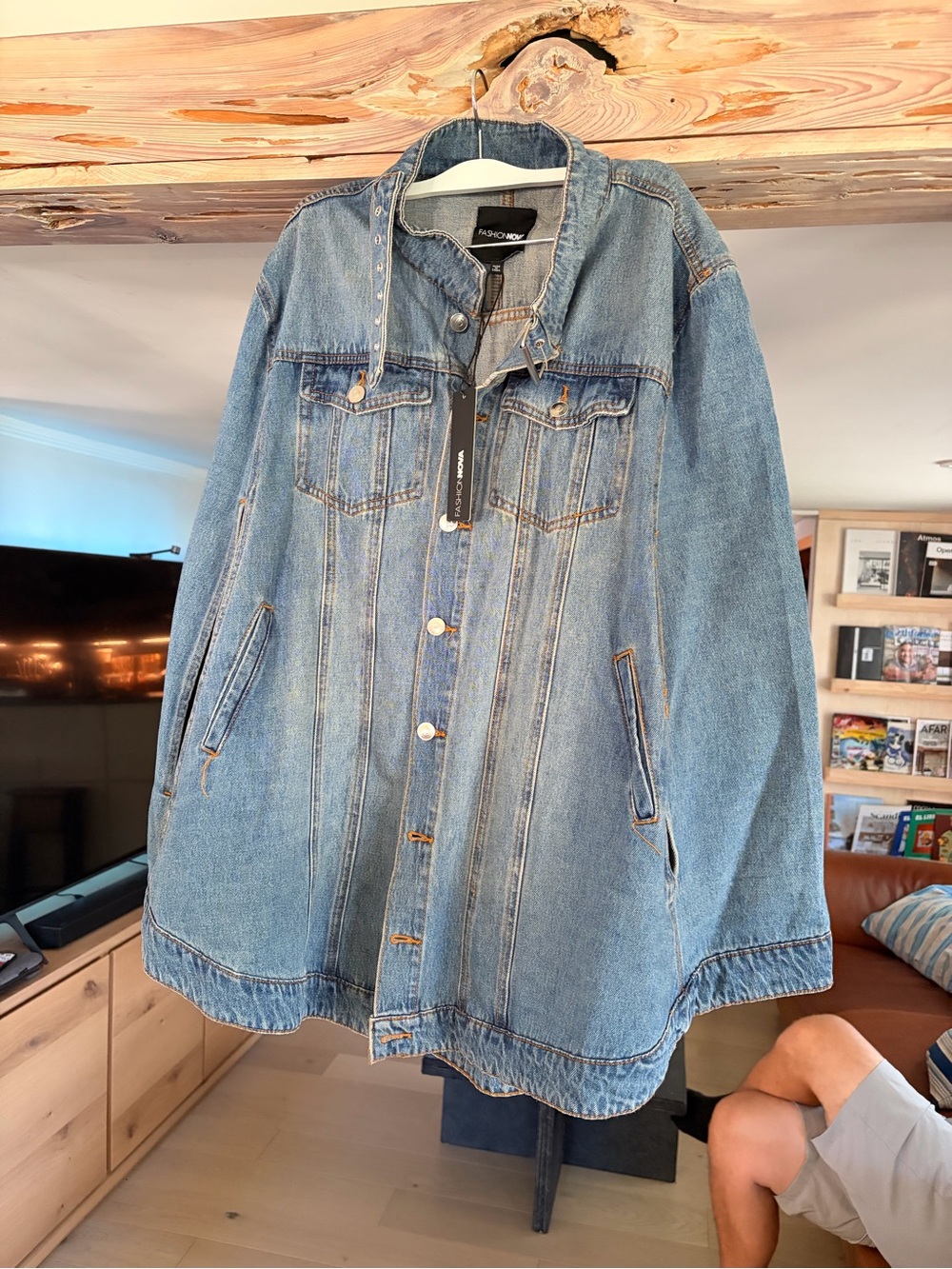 Fashion Nova Women’s Light Blue Denim Poncho Jacket